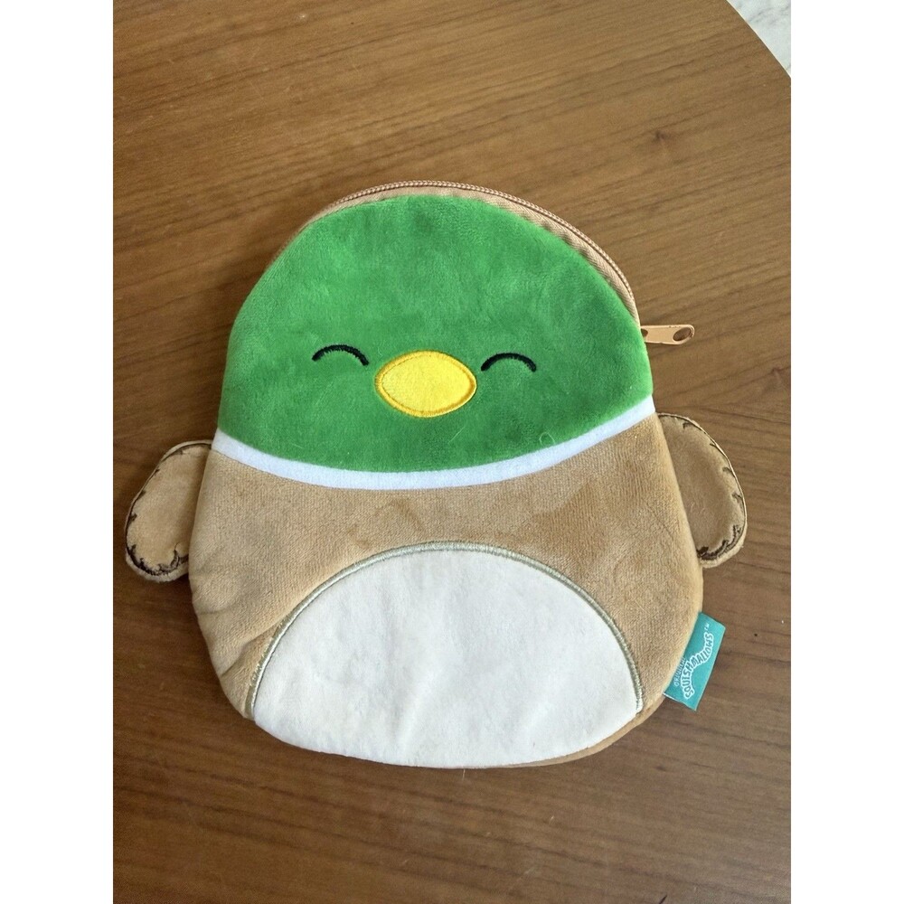 Squishmallows Avery the Mallard Duck Zipper Pouch Plush 8" Travel Bag